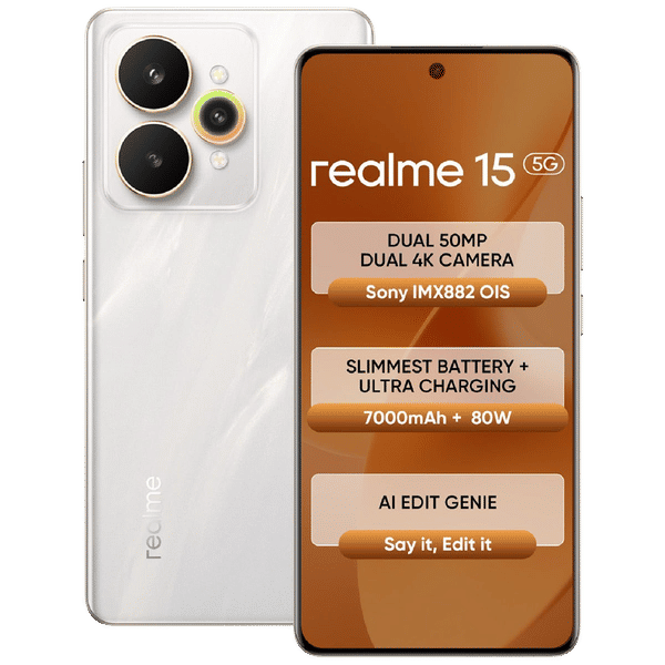 Buy realme 15 5G (8GB RAM, 256GB, Flowing Silver) Online - Croma